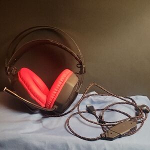 Red and Black Wired Gaming Headphones